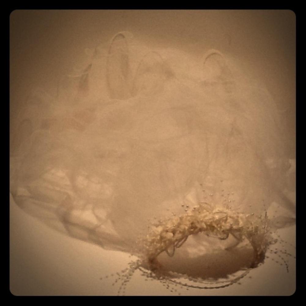 Vintage bridal veil with pearls and flowers