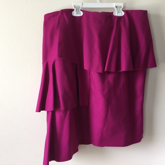 COS HOT PINK / MAGENTA SKIRT W/GEOMETRIC PLEATS - Picture 3 of 8