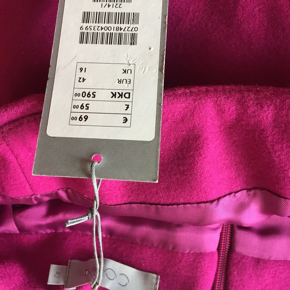 COS HOT PINK / MAGENTA SKIRT W/GEOMETRIC PLEATS - Picture 5 of 8