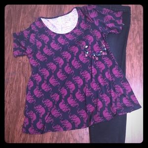 LuLaRoe Perfect T XL 🦄Unicorn 💜 NavyPurple 🐘
