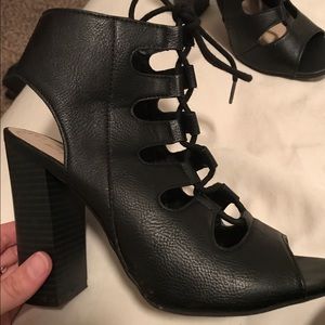 Black lace up booties