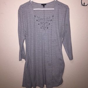 Long gray and white stripped shirt