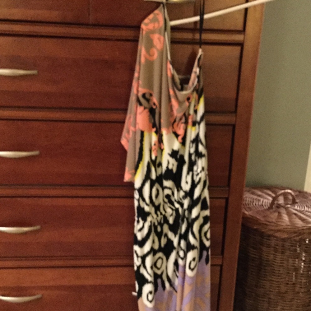 Tibi multi color, one-shoulder dress.