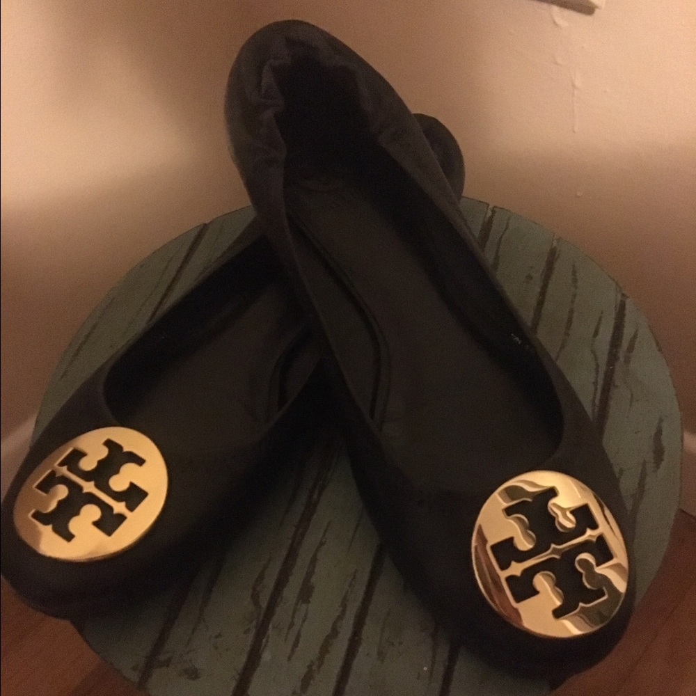Tory Burch Black Leather Flats