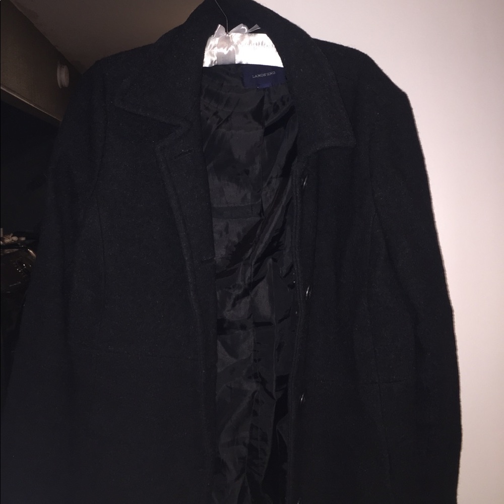 Land's End winter bouclé coat in black