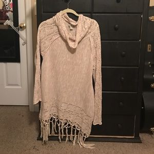 Long sleeve swoop neck shirt