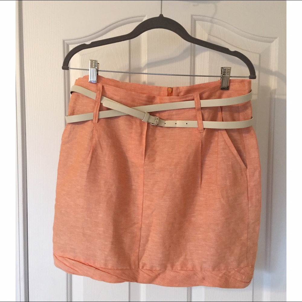 Orange Tulip Belted Mini Skirt