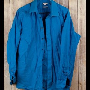 Bright blue button down shirt