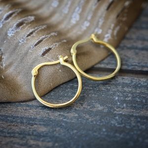 Gold Plated Sterling Silver Men's Hoop Earrings