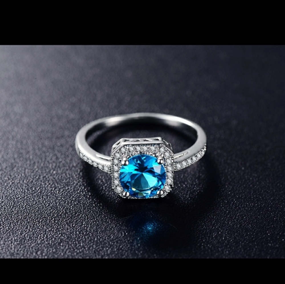 *Last *1.5Ct Blue CZ Stone Ring Sterling Silver