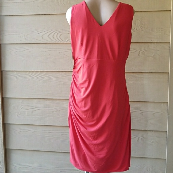 Alfani Red Ruched Dress Sz12 Nwt Ret.$140 - Picture 4 of 6