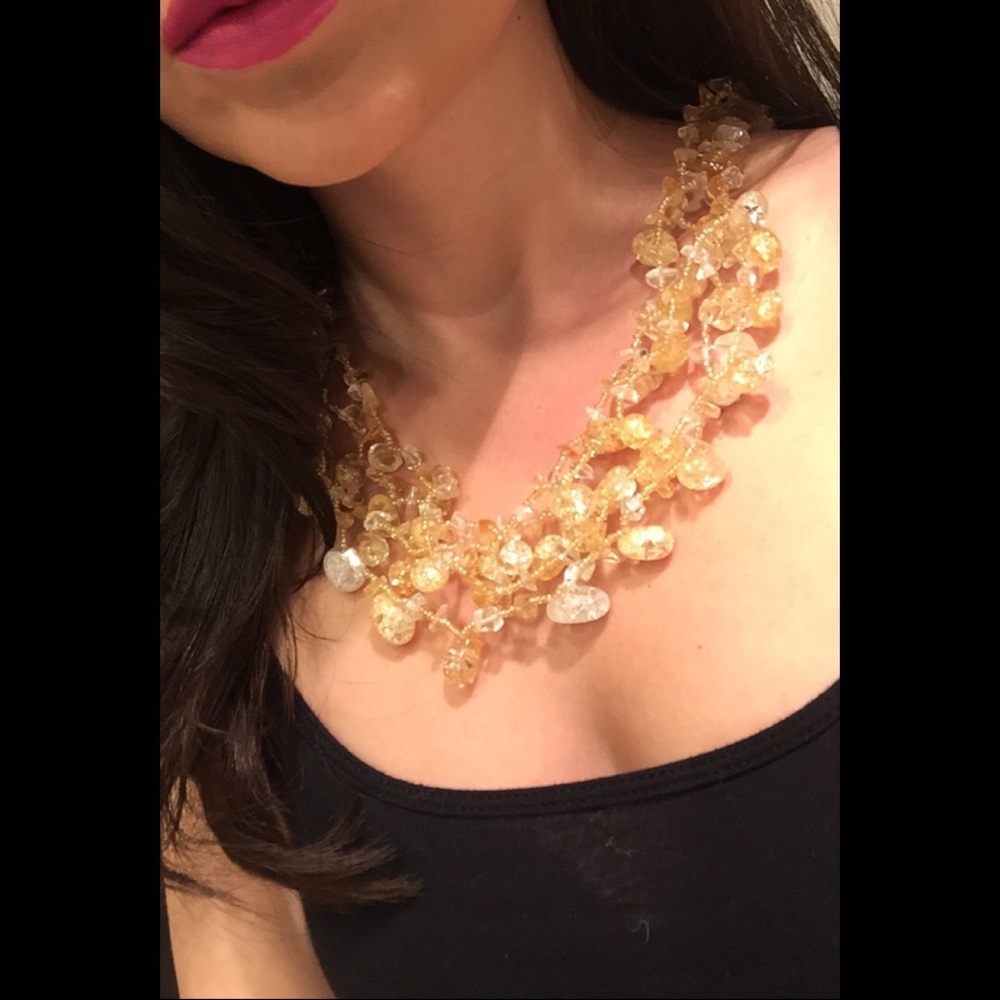 Cookie Lee layered beaded yellow necklace