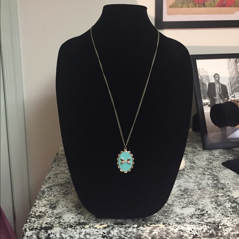 Turquoise long chain necklace