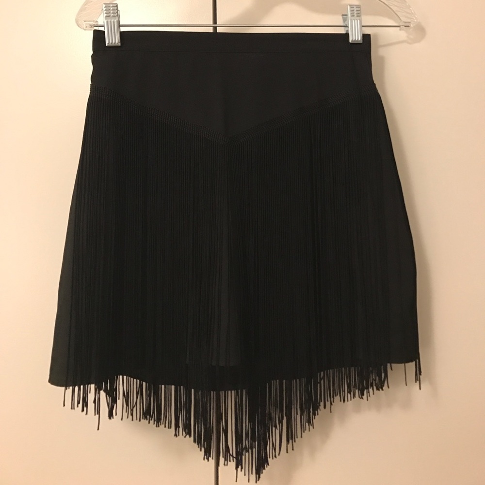 Short Black Fringe Skirt