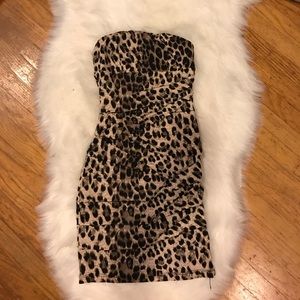Animal print strapless dress