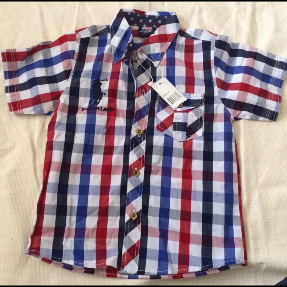 Boys plaid button down shirt polo Ralph Lauren