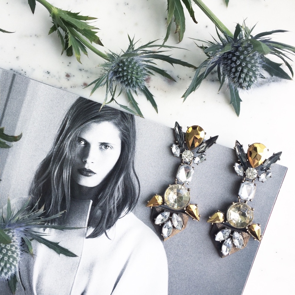 "Aspyn" Earrings || Gold & Clear Crystal Statement