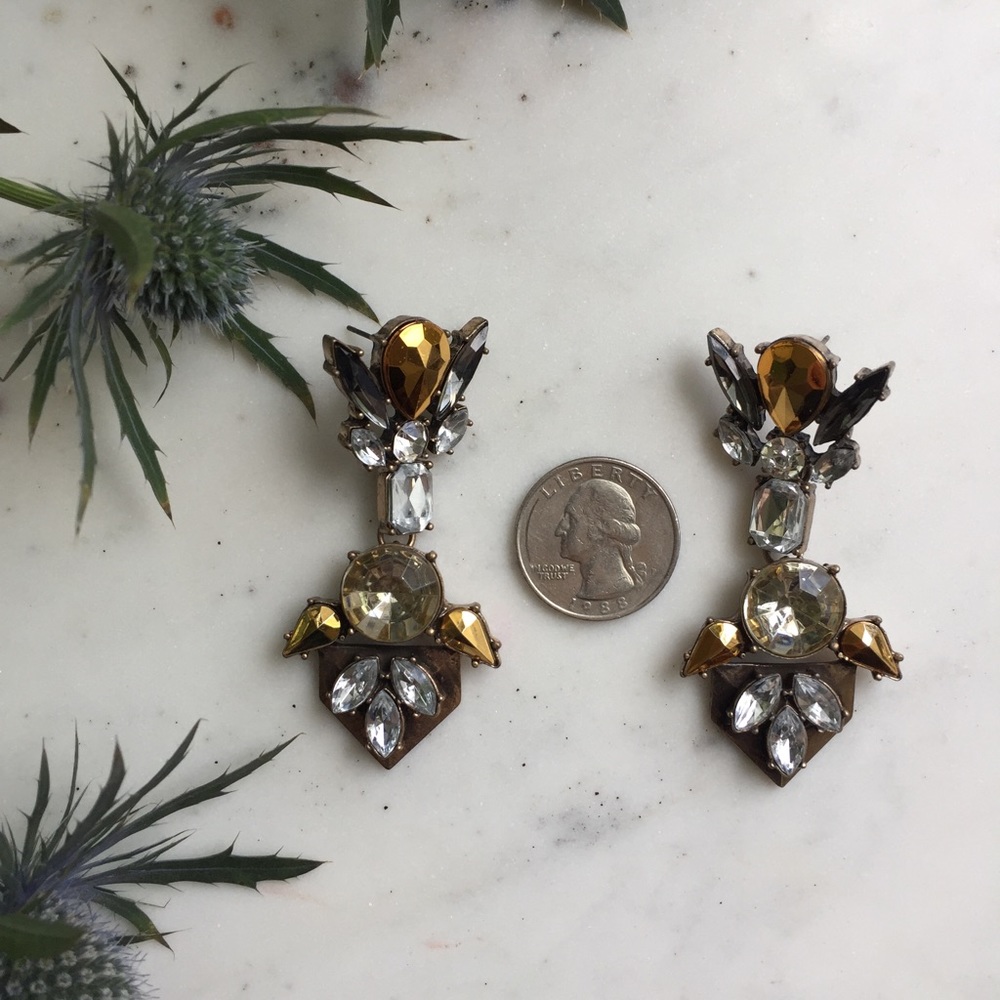 "Aspyn" Earrings || Gold & Clear Crystal Statement - Picture 6 of 9