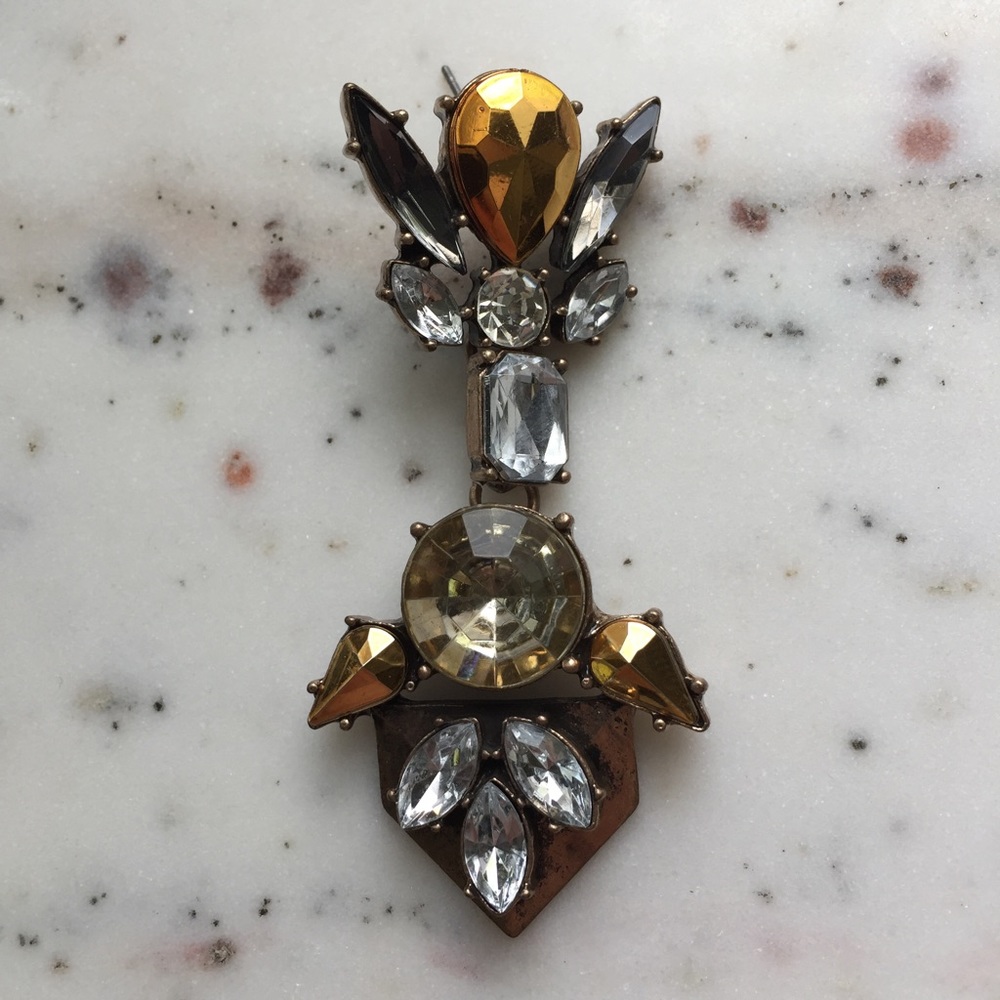 "Aspyn" Earrings || Gold & Clear Crystal Statement - Picture 7 of 9
