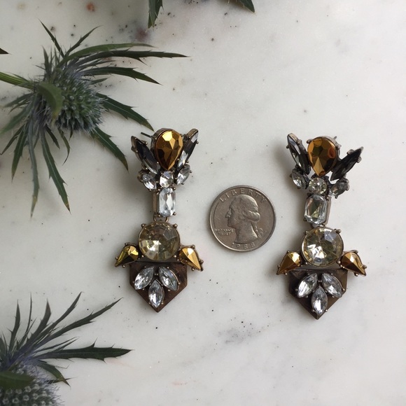 "Aspyn" Earrings || Gold & Clear Crystal Statement - Picture 6 of 9