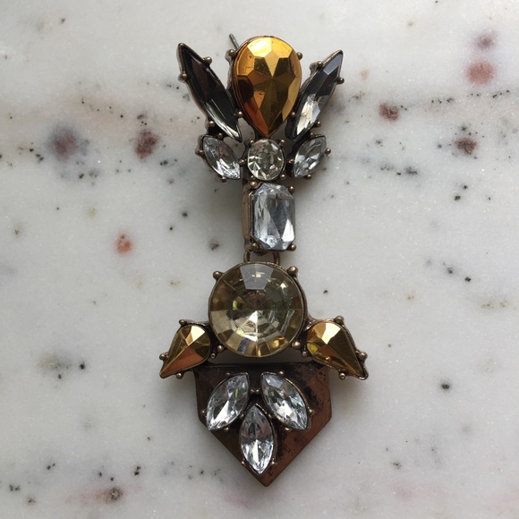 "Aspyn" Earrings || Gold & Clear Crystal Statement - Picture 7 of 9