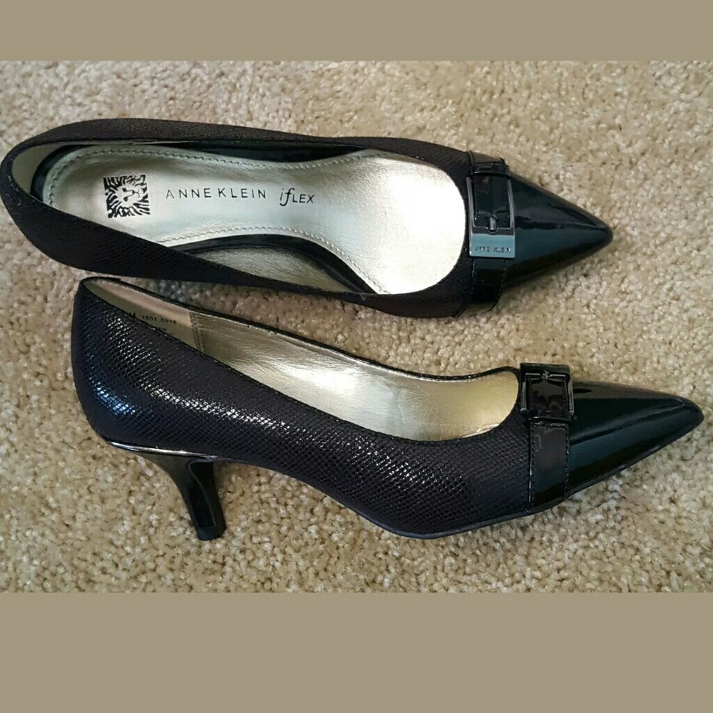 Ann Klein iFlex 6.5 Black Kitten Heels Pointed Toe