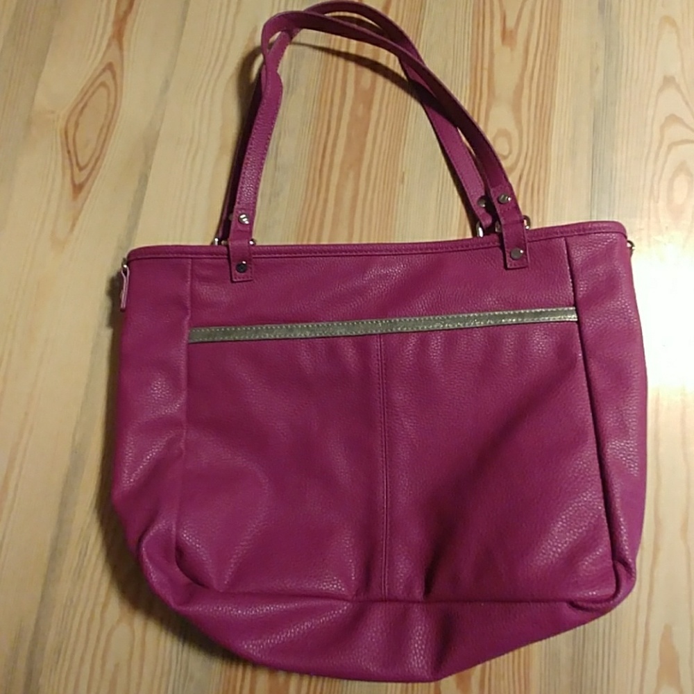 Raspberry reversible thirty-one purse