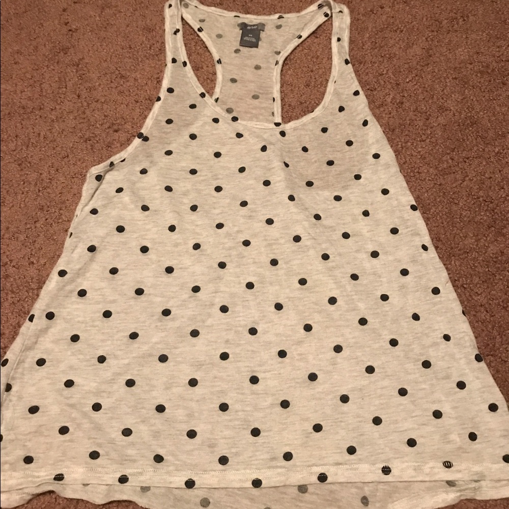 Aerie white tank with black polka dots