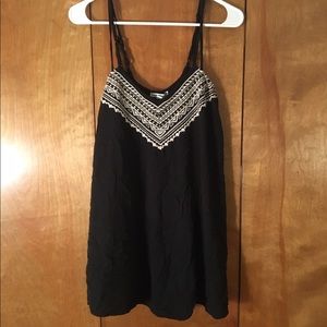 Black American Eagle Embroidered Slip Dress