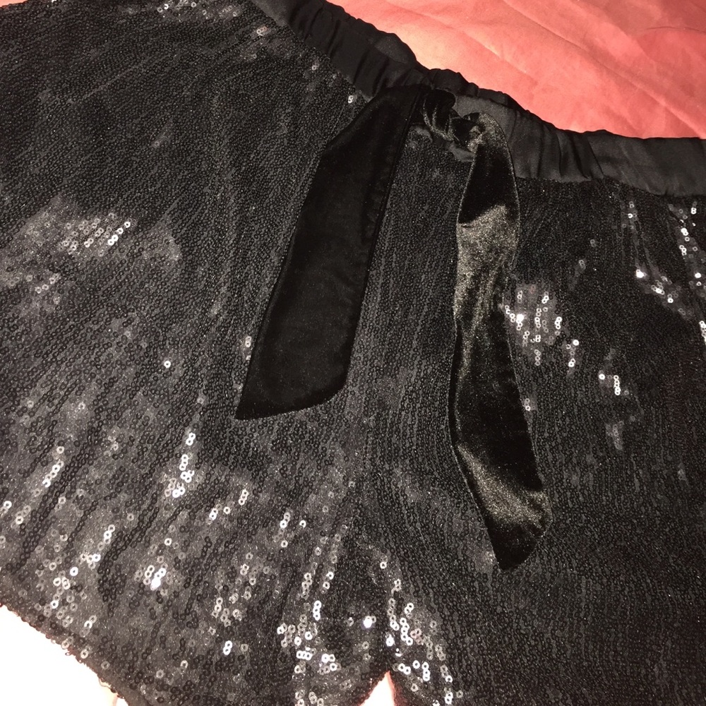 Gap Black Sequin Short's with Velvet Bow