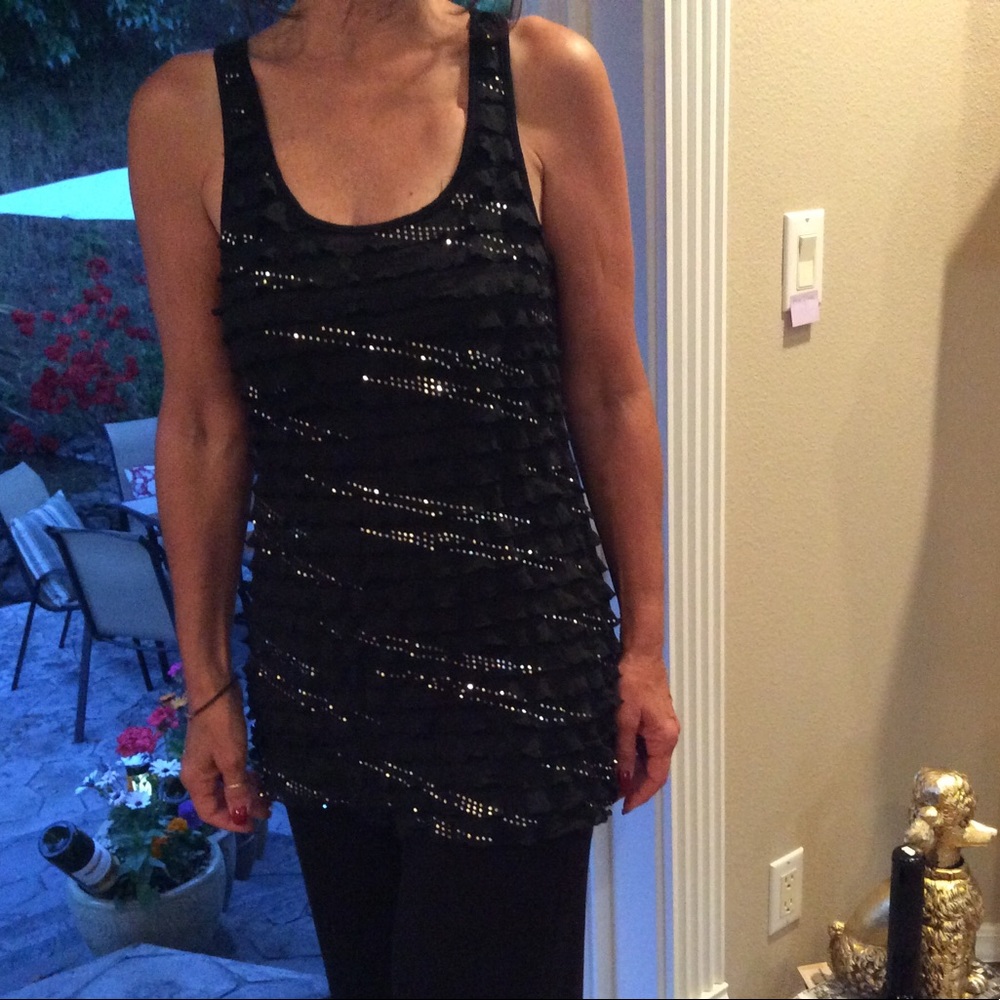 Black Tank Top with Sequins