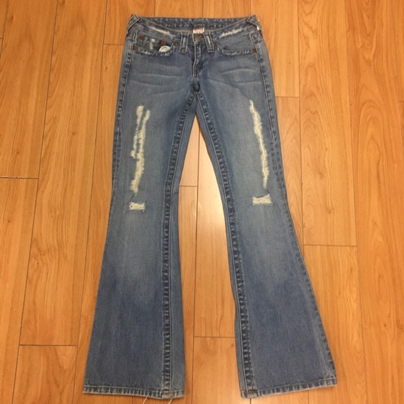 True Religion Denim - True Religion big rig distressed jeans stone tint