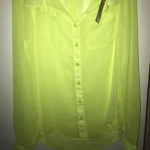 Neon yellow collared blouse