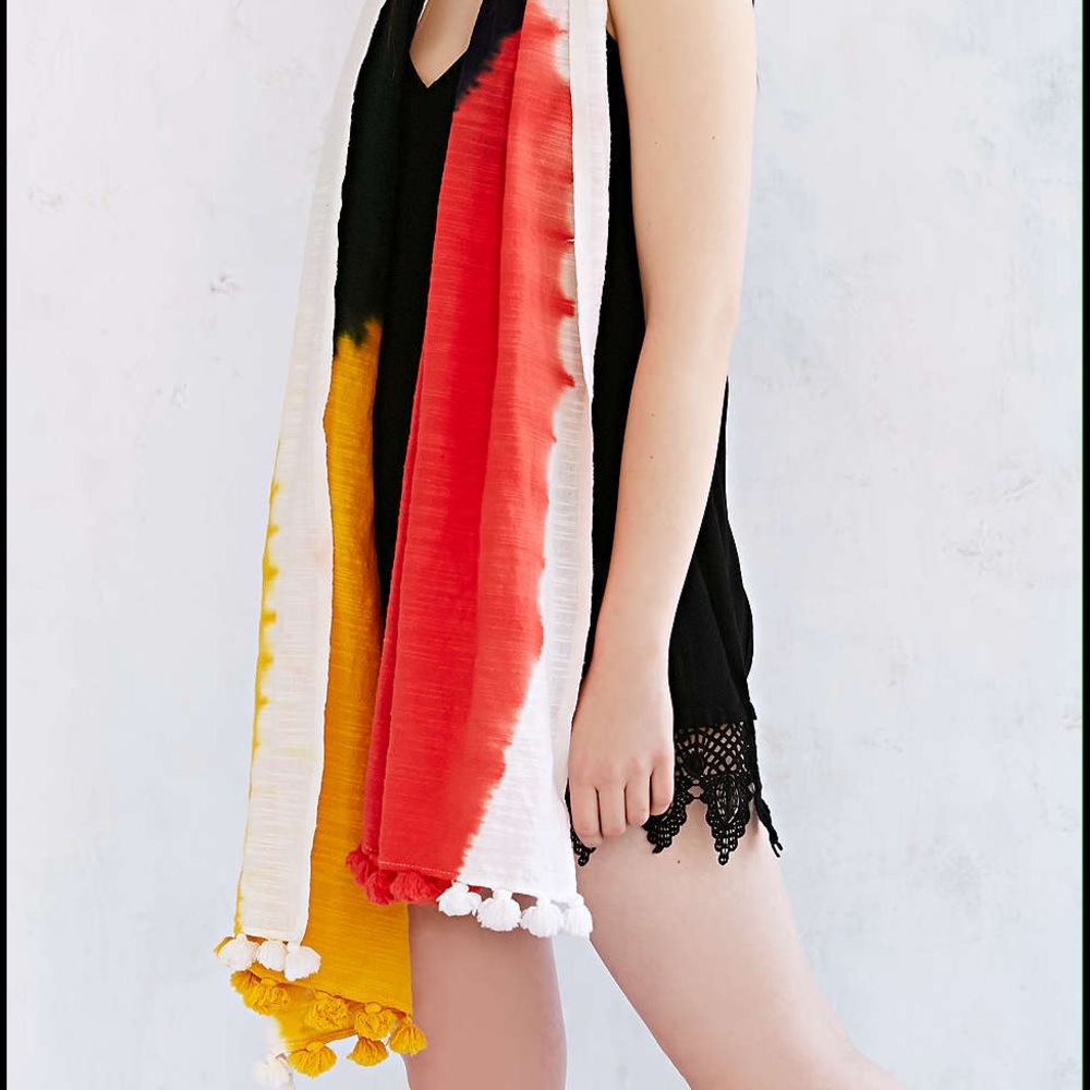 Mustard Spot Dye Beach Blanket Scarf Multicolor