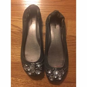 Grey suede flats with stones