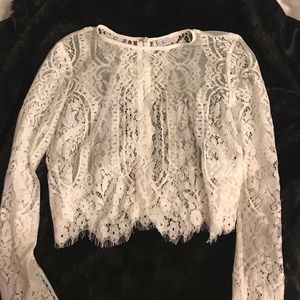 TOBI laced zipper back crop top