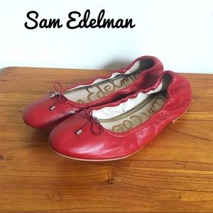 New Sam Edelman Red Leather Felicia Flats