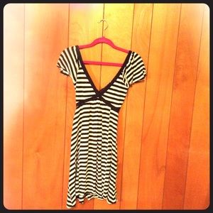 Striped, cap-sleeved dress with ties up the back!
