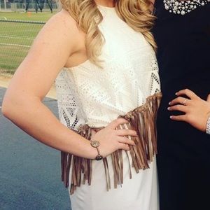 Judith march white fringe dress