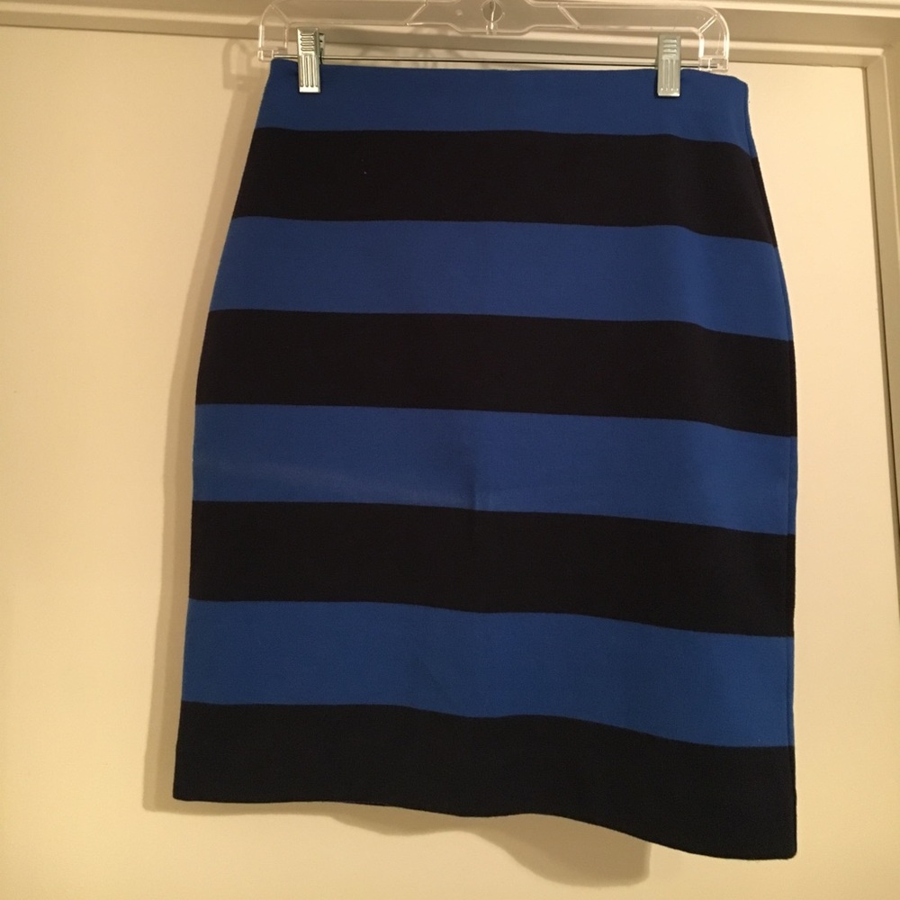 Used Merona blue and black striped pencil skirt