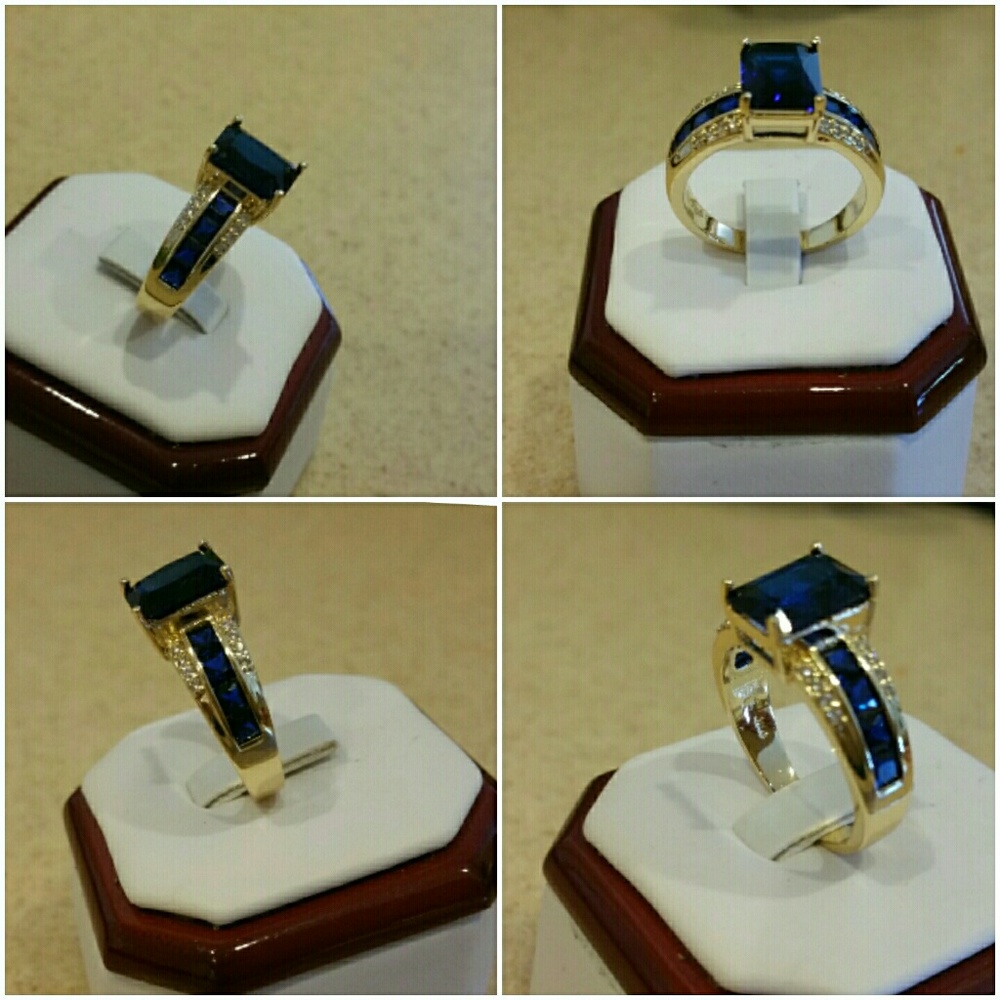 Genuine 4k Gold Filled Sapphire Ring Size 8 - Picture 2 of 4