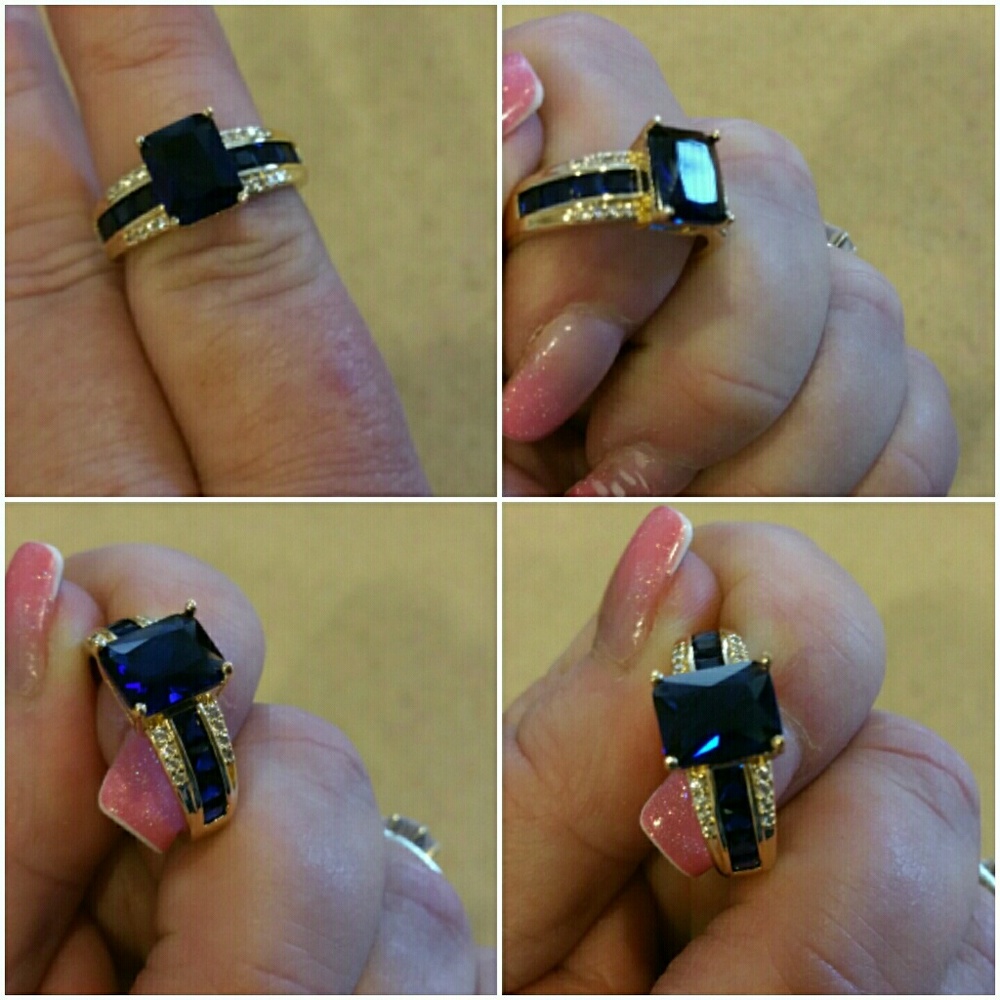 Genuine 4k Gold Filled Sapphire Ring Size 8 - Picture 3 of 4