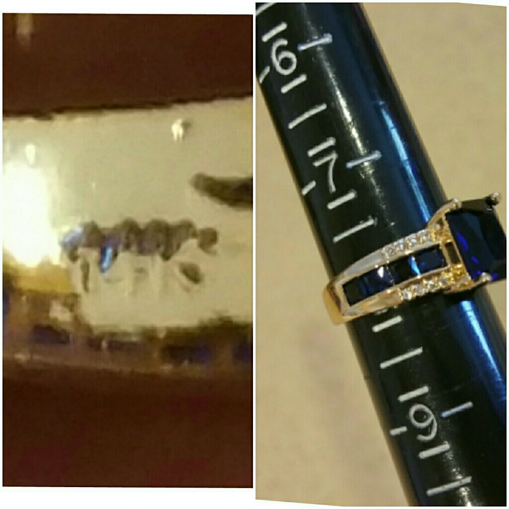 Genuine 4k Gold Filled Sapphire Ring Size 8 - Picture 4 of 4