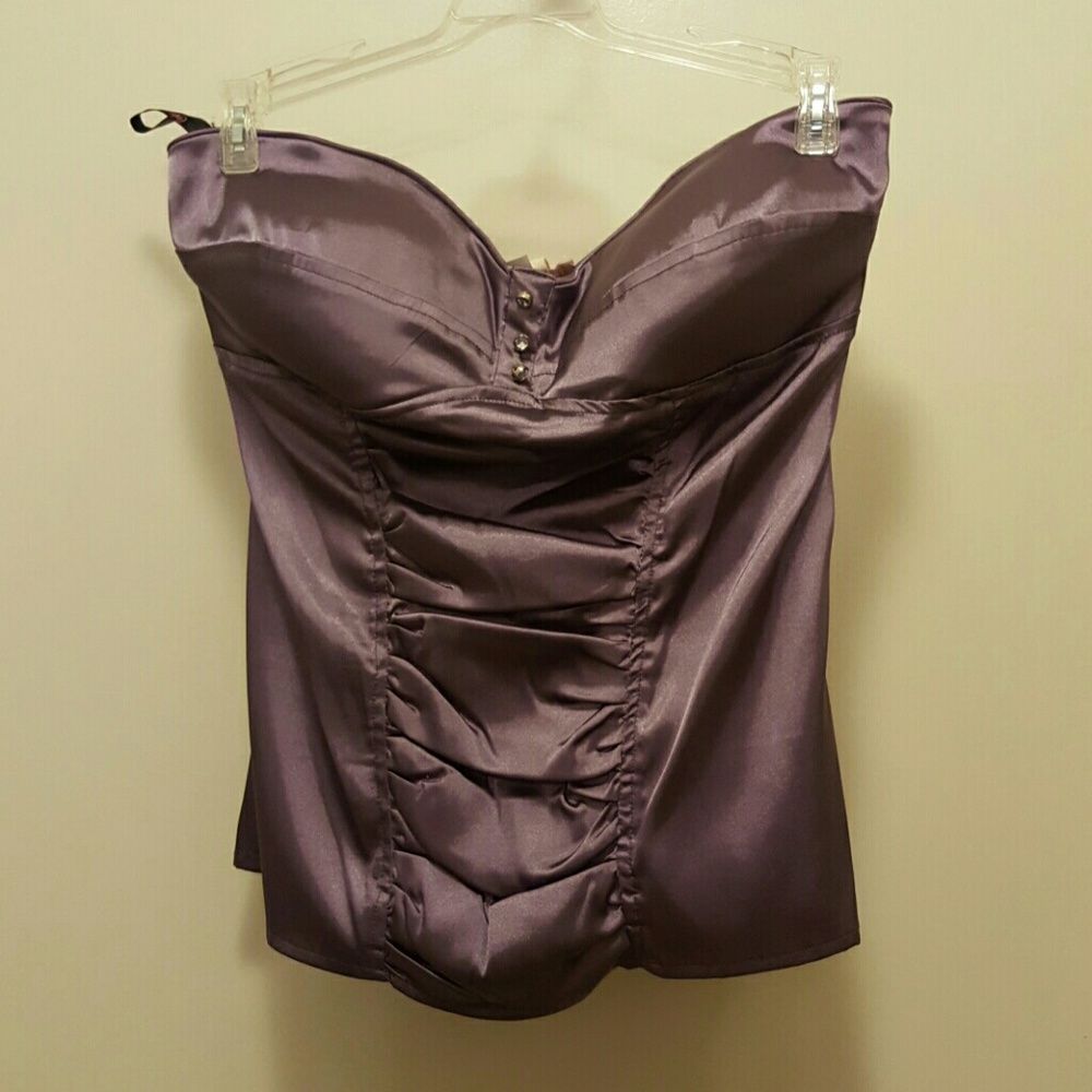 Satin corset style tube top