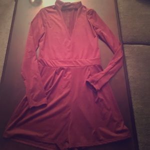 Beautiful faux suede burgundy choker romper.