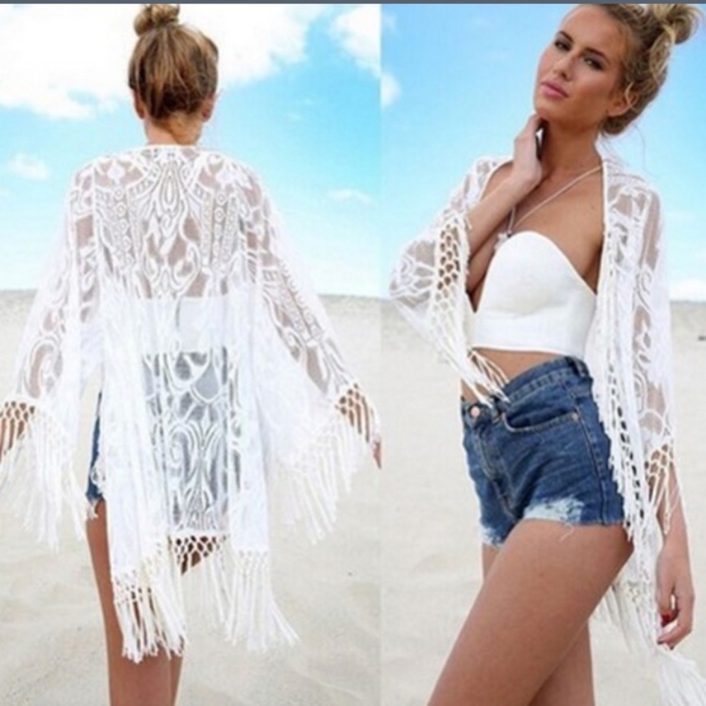 🎉 White lace Kimono - Picture 3 of 8