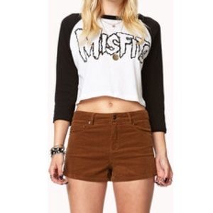 High waisted corduroy shorts