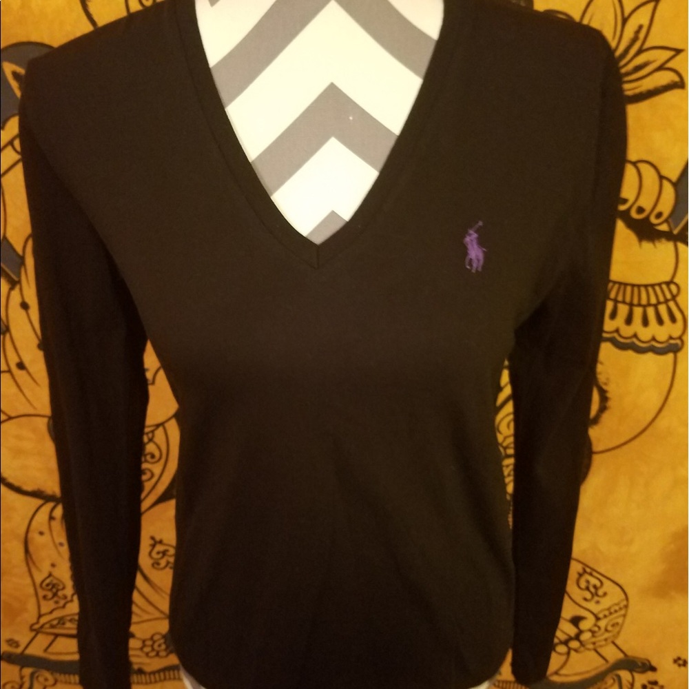 TWO Ralph Lauren Sport Black V-Neck Shirts