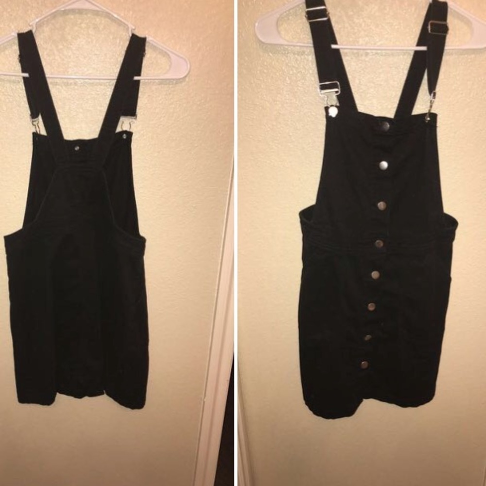 Black Denim Overalls Dress