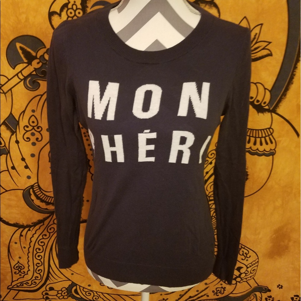 Blue andWhite "Mon Chéri" Sweater